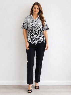 Alia | Black and White Blouse Plus
